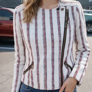 Veronica Beard Mara Striped Moto Jacket – Like New Women Size 0-4